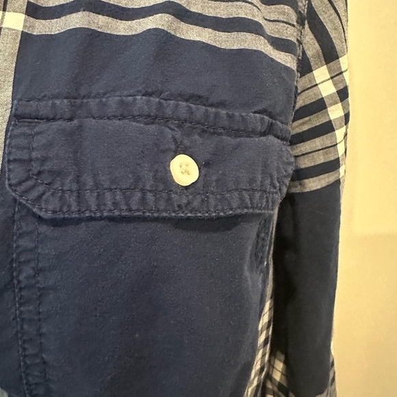 St Johns Bay Striped Long Sleeve  Shirt Dark Blue Collared L EUC - Picture 3 of 8